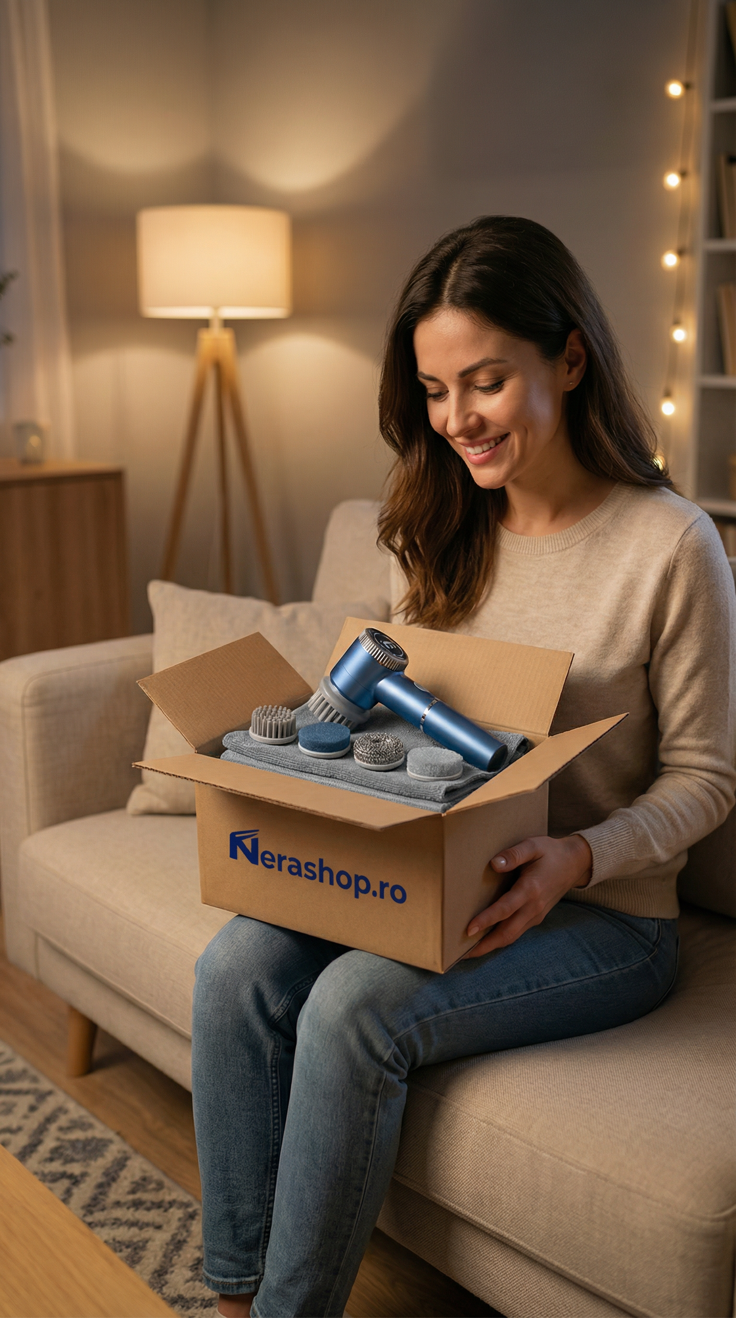 Set curățenie: perie wireless + 2 lavete microfibră