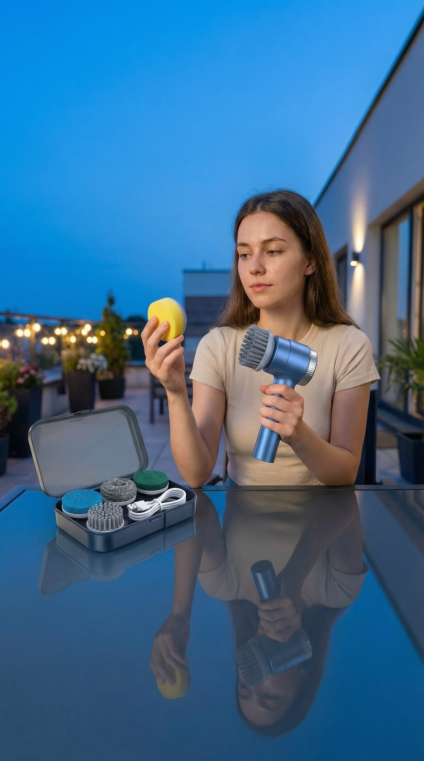 Set curățenie: perie wireless + 2 lavete microfibră