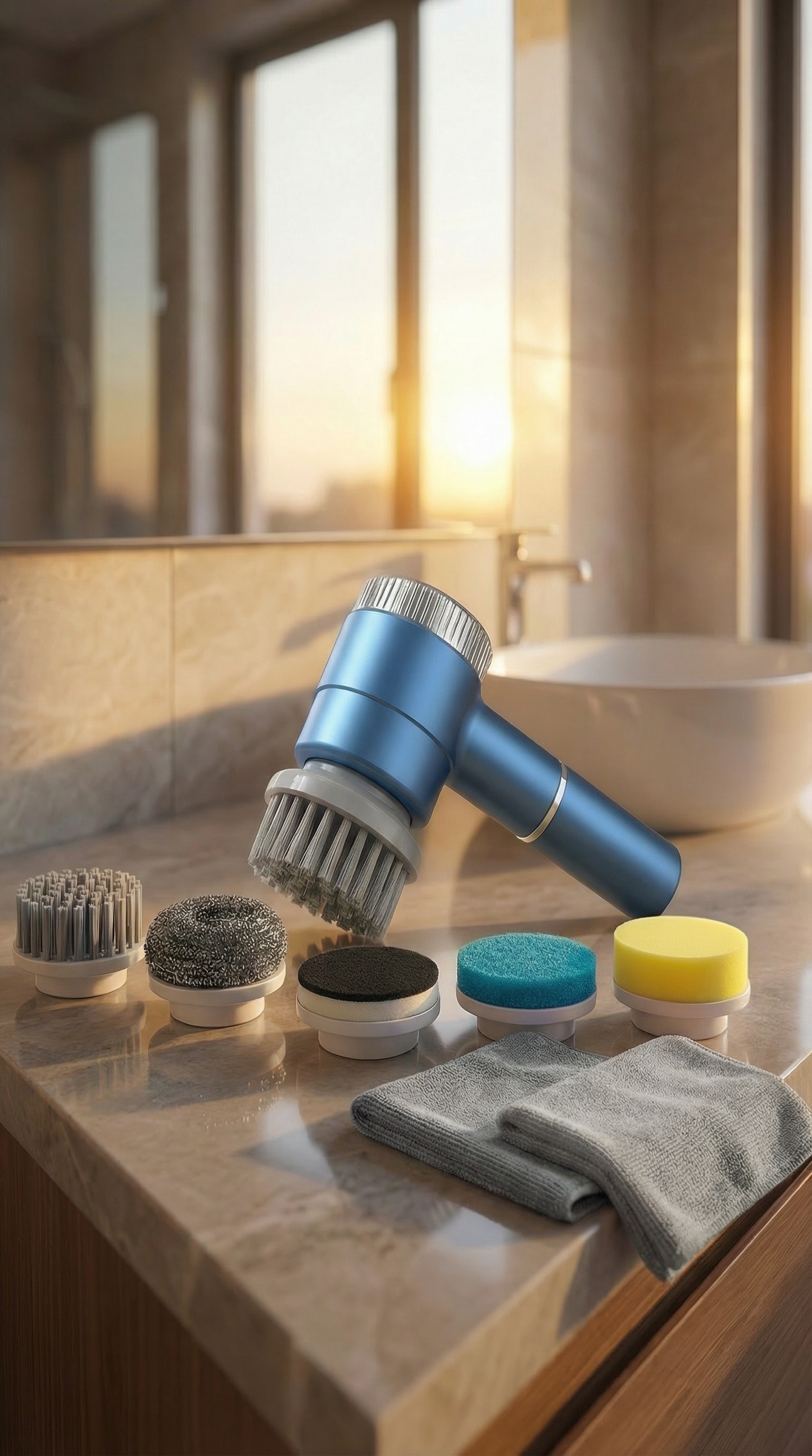 Set curățenie: perie wireless + 2 lavete microfibră