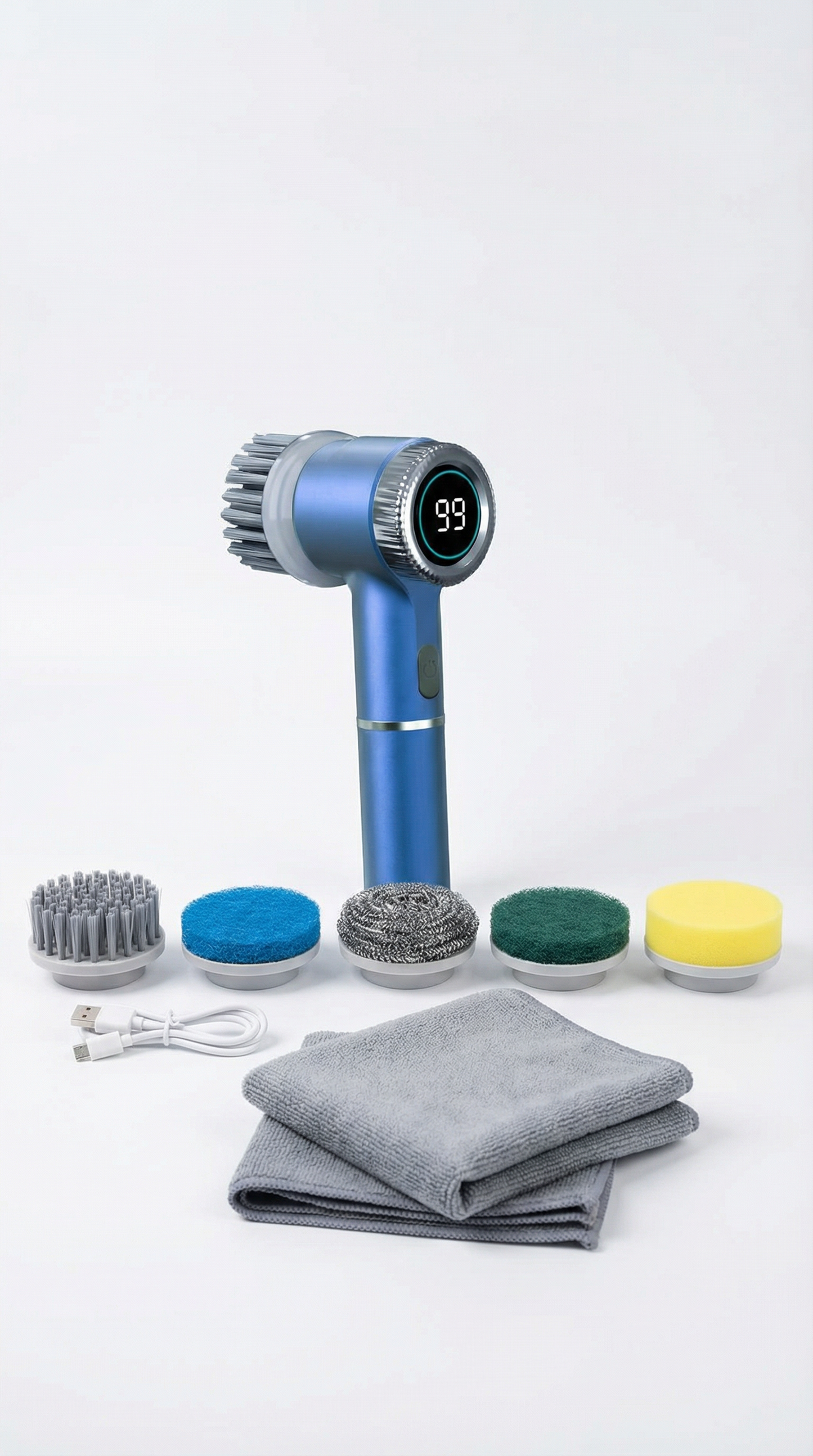 Set curățenie: perie wireless + 2 lavete microfibră